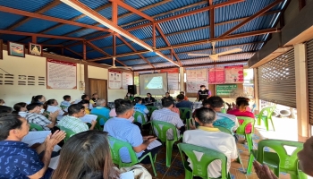 ประชุมโครงการหมู่บ้านยั่งยืนและประชุมการบันทึกข้อมูลครัวเรือนผ่านระบบ ThaiQM ณ ศาลาประชาคม หมู่ 4 บ้านนาคูณ ตำบลบ้านค้อ อำเภอบ้านผือ จังหวัดอุดรธานี